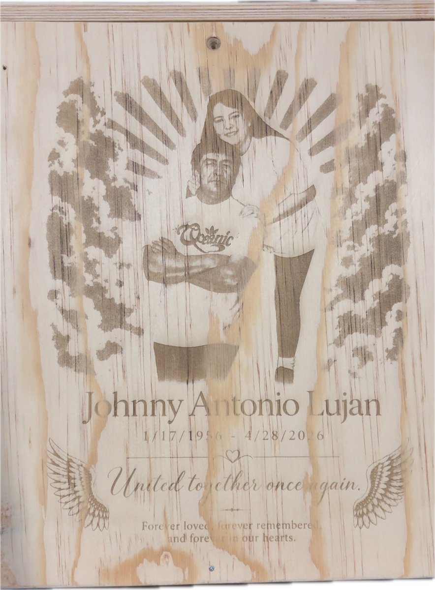 Wood memorial plaque with a laser-engraved photo portrait, by KB Custom Creations